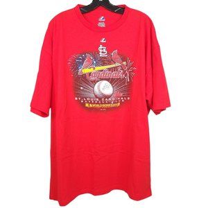 Majestic St Louis Cardinals T Shirt Size 2XL World Series 2011 Fall Classic Red